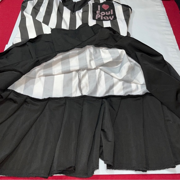 FOUL PLAY Sexy SPORTS REF DRESS REFEREE UMPIRE Black White Socks Tights, Whistle - Picture 10 of 16
